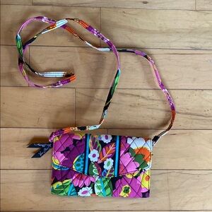 Colorful Floral Quilted Crossbody Wallet Bag